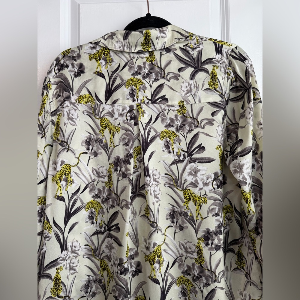 L’AGENCE Women’s Tyler Holly Floral Silk Shirt Mixed Motif Luxury Size XL - Picture 6 of 12